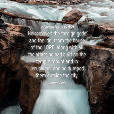 Picture 04 - 2 Chronicles 33:15 BSB - He removed the foreign gods and the idol from the - Bible Verse Picture
