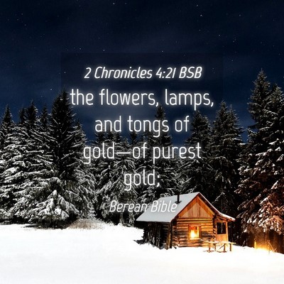 Picture 04 - 2 Chronicles 4:21 BSB - the flowers, lamps, and tongs of gold—of purest - Bible Verse Picture