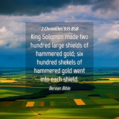 Picture 04 - 2 Chronicles 9:15 BSB - King Solomon made two hundred large shields of - Bible Verse Picture