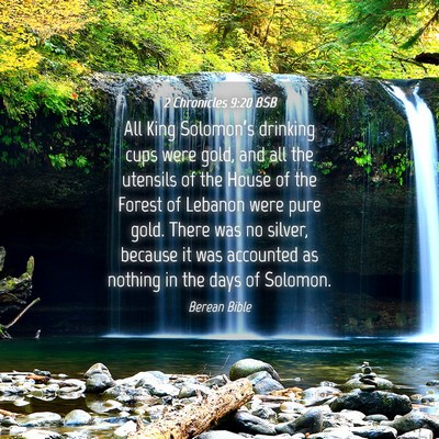 Picture 04 - 2 Chronicles 9:20 BSB - All King Solomon’s drinking cups were gold, and - Bible Verse Picture