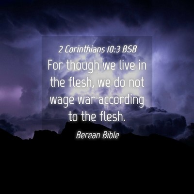 Picture 04 - 2 Corinthians 10:3 BSB - For though we live in the flesh, we do not wage - Bible Verse Picture