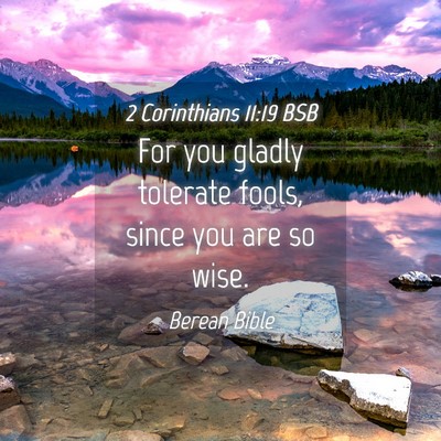 Picture 04 - 2 Corinthians 11:19 BSB - For you gladly tolerate fools, since you are so - Bible Verse Picture