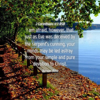 Picture 04 - 2 Corinthians 11:3 BSB - I am afraid, however, that just as Eve was - Bible Verse Picture