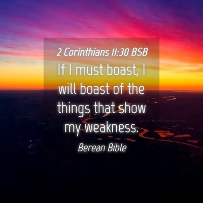 Picture 04 - 2 Corinthians 11:30 BSB - If I must boast, I will boast of the things that - Bible Verse Picture