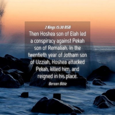 Picture 04 - 2 Kings 15:30 BSB - Then Hoshea son of Elah led a conspiracy against - Bible Verse Picture