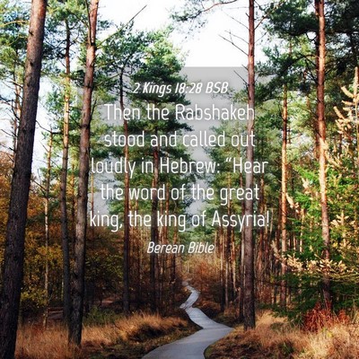 Picture 04 - 2 Kings 18:28 BSB - Then the Rabshakeh stood and called out loudly in - Bible Verse Picture