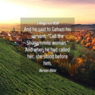 Picture 04 - 2 Kings 4:12 BSB - And he said to Gehazi his servant, “Call the - Bible Verse Picture