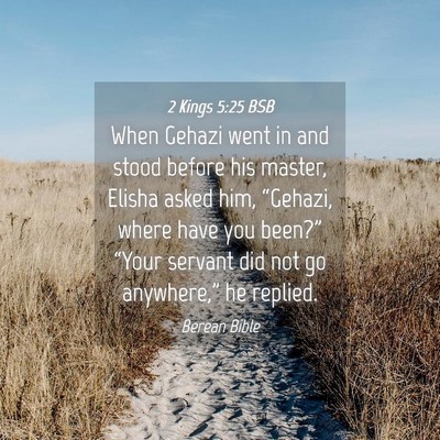 Picture 04 - 2 Kings 5:25 BSB - When Gehazi went in and stood before his master, - Bible Verse Picture