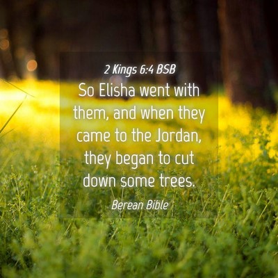 Picture 04 - 2 Kings 6:4 BSB - So Elisha went with them, and when they came to - Bible Verse Picture