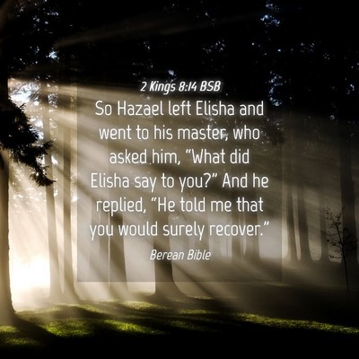 Picture 04 - 2 Kings 8:14 BSB - So Hazael left Elisha and went to his master, who - Bible Verse Picture