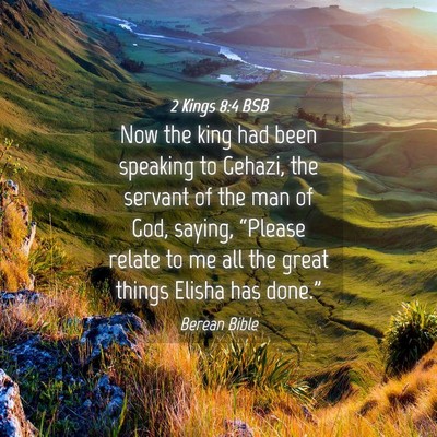 Picture 04 - 2 Kings 8:4 BSB - Now the king had been speaking to Gehazi, the - Bible Verse Picture