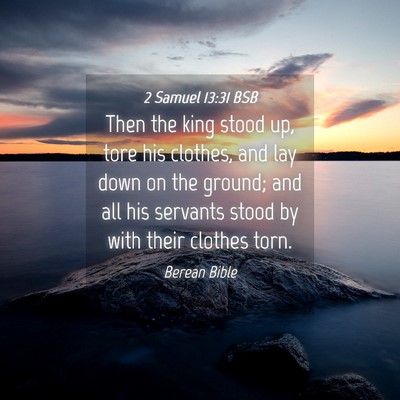 Picture 04 - 2 Samuel 13:31 BSB - Then the king stood up, tore his clothes, and lay - Bible Verse Picture