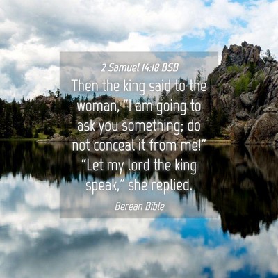 Picture 04 - 2 Samuel 14:18 BSB - Then the king said to the woman, “I am going to - Bible Verse Picture