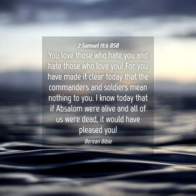 Picture 04 - 2 Samuel 19:6 BSB - You love those who hate you and hate those who - Bible Verse Picture