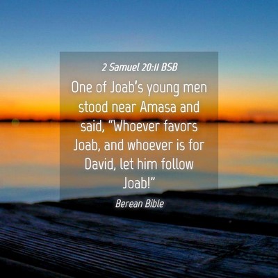 Picture 04 - 2 Samuel 20:11 BSB - One of Joab’s young men stood near Amasa and - Bible Verse Picture