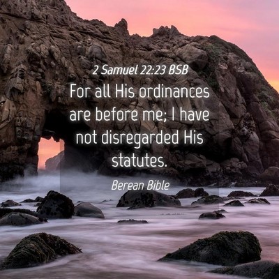 Picture 04 - 2 Samuel 22:23 BSB - For all His ordinances are before me; I have not - Bible Verse Picture