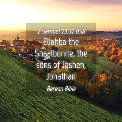 Picture 04 - 2 Samuel 23:32 BSB - Eliahba the Shaalbonite, the sons of Jashen, - Bible Verse Picture