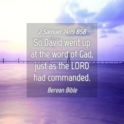 Picture 04 - 2 Samuel 24:19 BSB - So David went up at the word of Gad, just as the - Bible Verse Picture