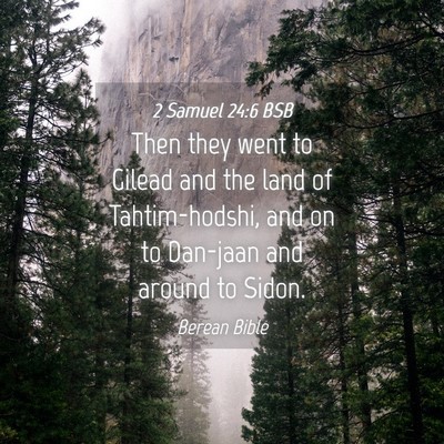 Picture 04 - 2 Samuel 24:6 BSB - Then they went to Gilead and the land of - Bible Verse Picture