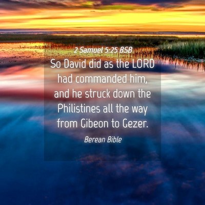Picture 04 - 2 Samuel 5:25 BSB - So David did as the LORD had commanded him, and - Bible Verse Picture
