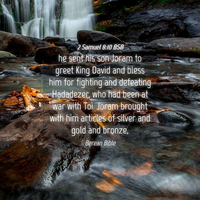 Picture 04 - 2 Samuel 8:10 BSB - he sent his son Joram to greet King David and - Bible Verse Picture