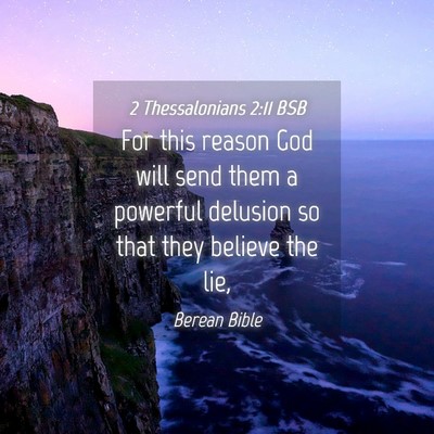 Picture 04 - 2 Thessalonians 2:11 BSB - For this reason God will send them a powerful - Bible Verse Picture