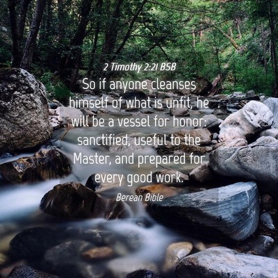 Picture 04 - 2 Timothy 2:21 BSB - So if anyone cleanses himself of what is unfit, - Bible Verse Picture