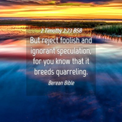 Picture 04 - 2 Timothy 2:23 BSB - But reject foolish and ignorant speculation, for - Bible Verse Picture
