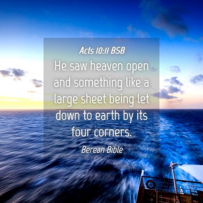 Picture 04 - Acts 10:11 BSB - He saw heaven open and something like a large - Bible Verse Picture