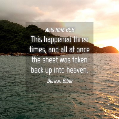 Picture 04 - Acts 10:16 BSB - This happened three times, and all at once the - Bible Verse Picture