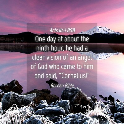 Picture 04 - Acts 10:3 BSB - One day at about the ninth hour, he had a clear - Bible Verse Picture