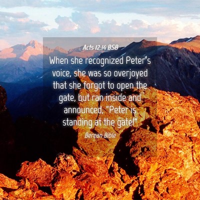 Picture 04 - Acts 12:14 BSB - When she recognized Peter’s voice, she was so - Bible Verse Picture