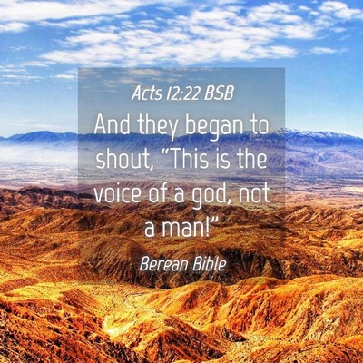 Picture 04 - Acts 12:22 BSB - And they began to shout, “This is the voice of - Bible Verse Picture
