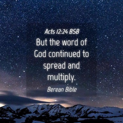 Picture 04 - Acts 12:24 BSB - But the word of God continued to spread and - Bible Verse Picture