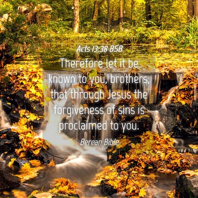 Picture 04 - Acts 13:38 BSB - Therefore let it be known to you, brothers, that - Bible Verse Picture