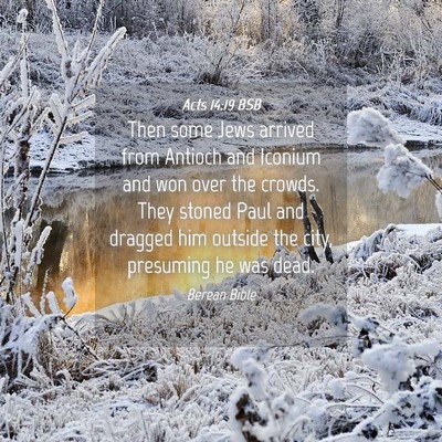 Picture 04 - Acts 14:19 BSB - Then some Jews arrived from Antioch and Iconium - Bible Verse Picture