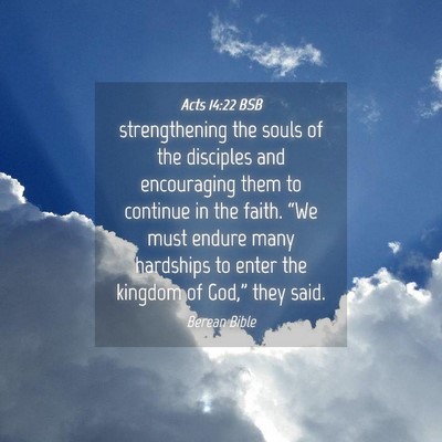 Picture 04 - Acts 14:22 BSB - strengthening the souls of the disciples and - Bible Verse Picture