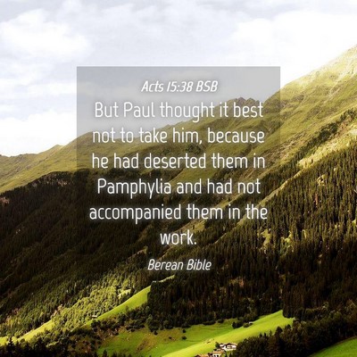 Picture 04 - Acts 15:38 BSB - But Paul thought it best not to take him, because - Bible Verse Picture