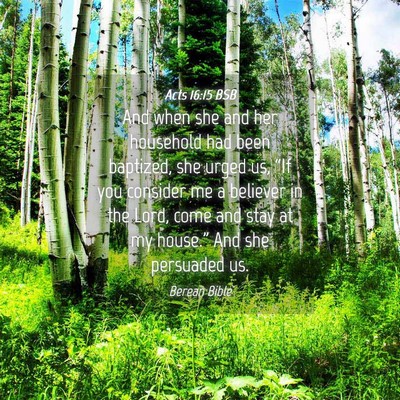 Picture 04 - Acts 16:15 BSB - And when she and her household had been baptized, - Bible Verse Picture