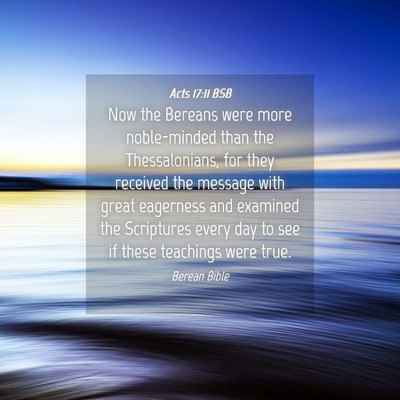 Picture 04 - Acts 17:11 BSB - Now the Bereans were more noble-minded than the - Bible Verse Picture