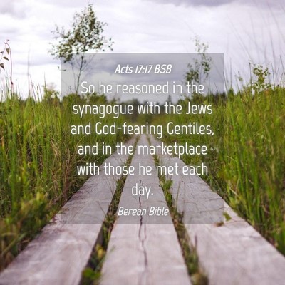 Picture 04 - Acts 17:17 BSB - So he reasoned in the synagogue with the Jews and - Bible Verse Picture