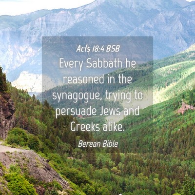 Picture 04 - Acts 18:4 BSB - Every Sabbath he reasoned in the synagogue, - Bible Verse Picture