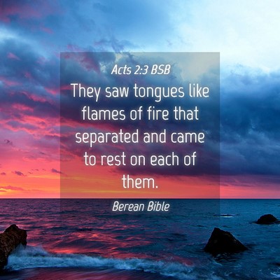 Picture 04 - Acts 2:3 BSB - They saw tongues like flames of fire that - Bible Verse Picture