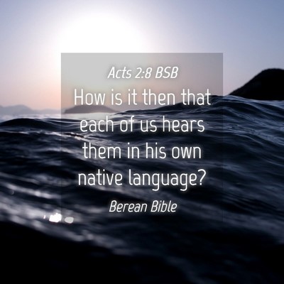 Picture 04 - Acts 2:8 BSB - How is it then that each of us hears them in his - Bible Verse Picture