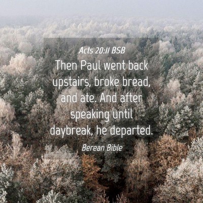 Picture 04 - Acts 20:11 BSB - Then Paul went back upstairs, broke bread, and - Bible Verse Picture