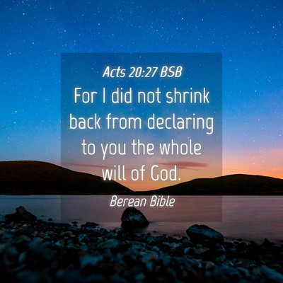 Picture 04 - Acts 20:27 BSB - For I did not shrink back from declaring to you - Bible Verse Picture