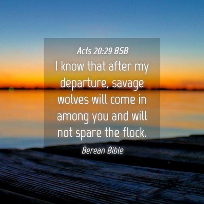 Picture 04 - Acts 20:29 BSB - I know that after my departure, savage wolves - Bible Verse Picture