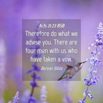 Picture 04 - Acts 21:23 BSB - Therefore do what we advise you. There are four - Bible Verse Picture