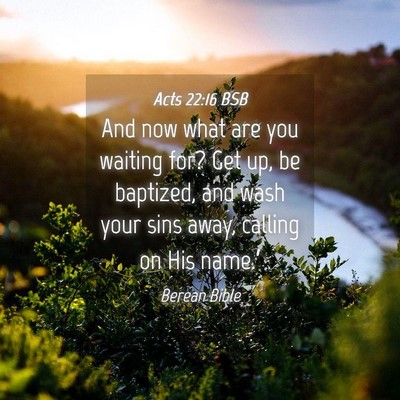 Picture 04 - Acts 22:16 BSB - And now what are you waiting for? Get up, be - Bible Verse Picture