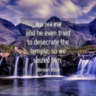 Picture 04 - Acts 24:6 BSB - and he even tried to desecrate the temple; so we - Bible Verse Picture